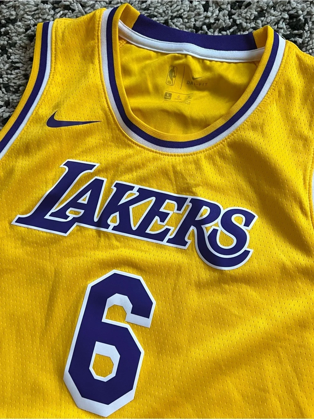 Nike Swingman Youth Lebron James Lakers Jersey #6 Yellow Size 14/16